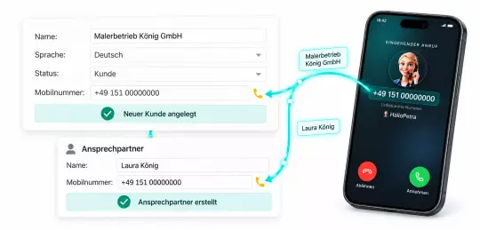 HalloPetra KI und Robaws Cloud ERP fuer Handwerker - Kunden anlegen in Robaws